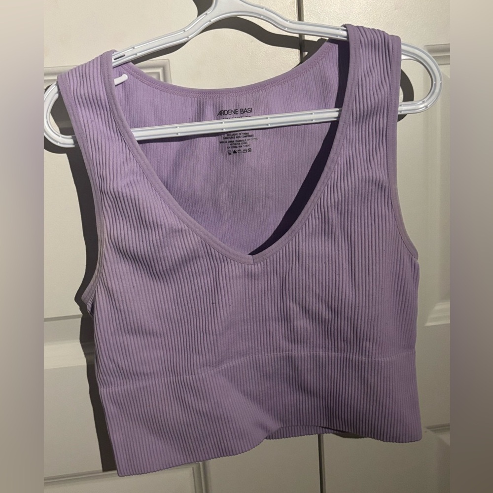 Ardene Lavender Ribbed V-Neck Top